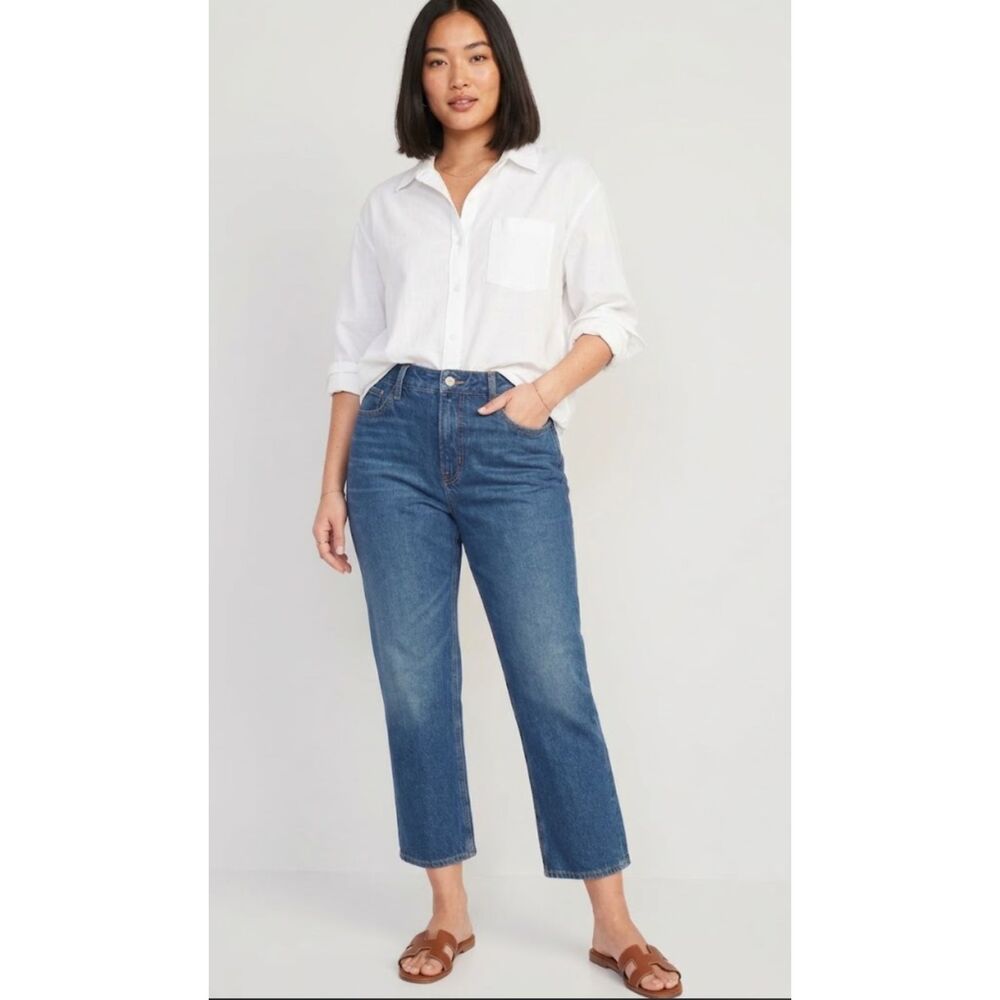 Old Navy High-Waisted Slouchy Straight Cropped Dad Jeans Women's Size 6